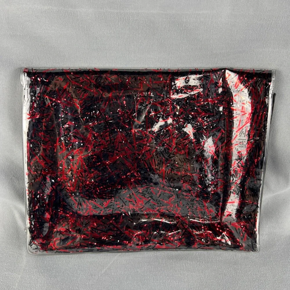 Haus Laboratories by Lady Gaga Cosmetic Bag Womens Black Red Glitter Lightweight